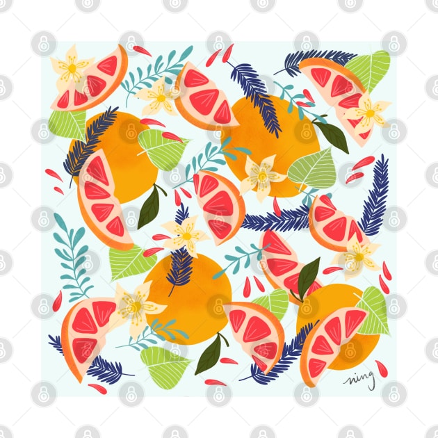 Grapefruit & Flowers by thewhimsicalrepose