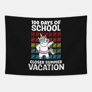 Funny Cute 100 Days Of School Closer Summer Vacation Unicorn Tapestry