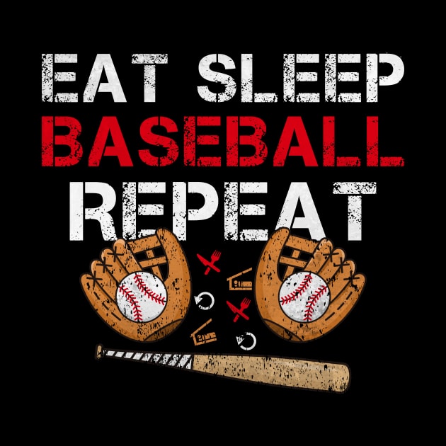 Eat Sleep Baseball Repeat Humor Baseball Players by MetalHoneyDesigns