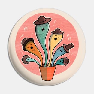 Singing Cacti Illustration Pin