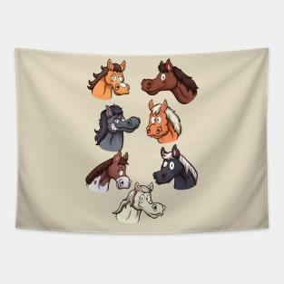 Cute Horse Heads Tapestry