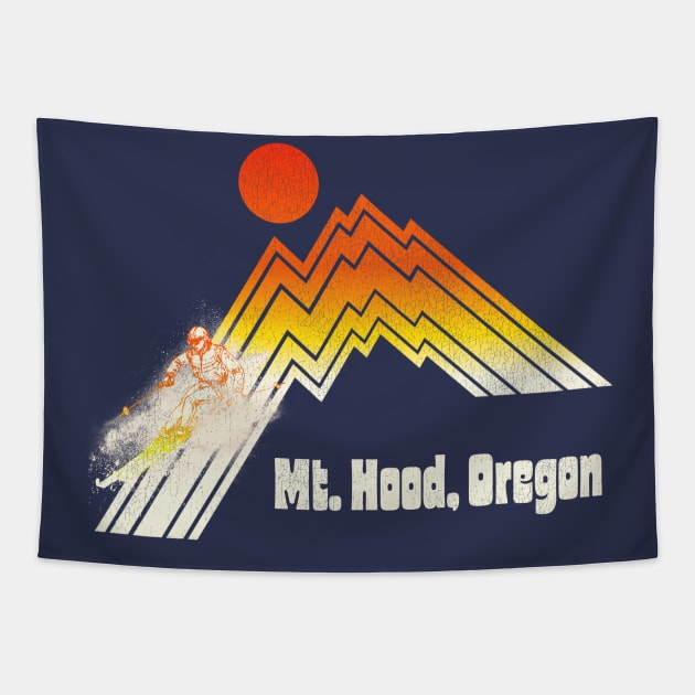 Mt Hood Oregon 70s/80s Retro Souvenir Style Skiing Tapestry by darklordpug