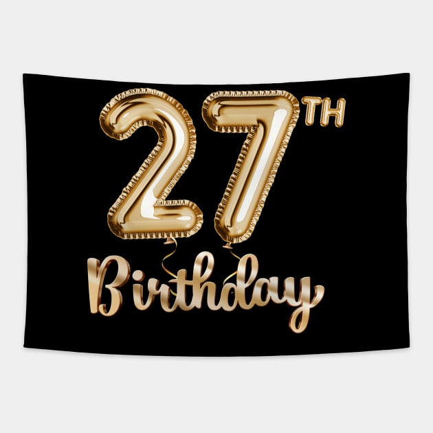 27th Birthday Gifts - Party Balloons Gold Tapestry by BetterManufaktur