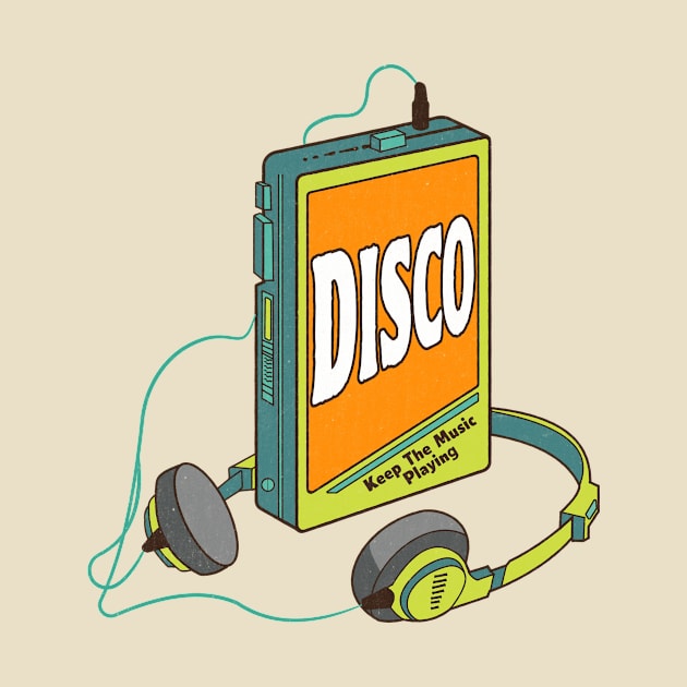 Disco / Retro Walkman Design / Retro Music Art by EliseOB