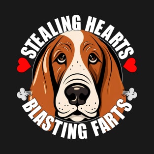 Funny Basset Hound Stealing Hearts Blasting Farts Dog Cute Puppy T-Shirt