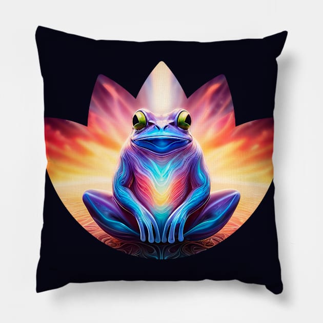 Froggy Animal Spirit (20.2) - Trippy Psychedelic Frog Pillow by TheThirdEye