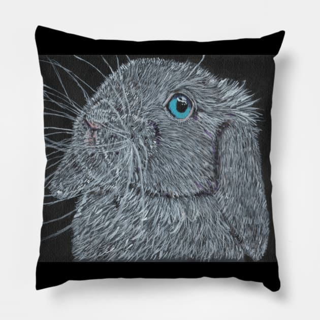 White bunny Pillow by SamsArtworks