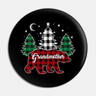 Grandmother Bear Buffalo Red Plaid Matching Family Christmas Pin