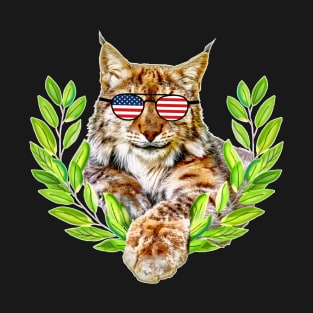 The usa lynx cat in freedom a wild cat in satisfaction T-Shirt