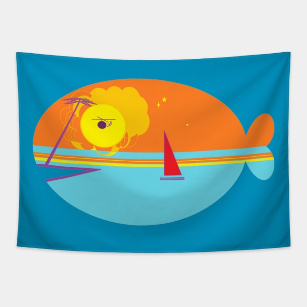 Beach Whale Tapestry by JeanGregoryEvans1