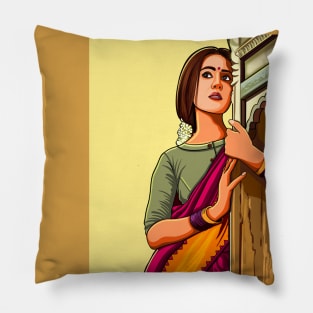 Elegant Indian Beauty in Saree - Indian woman - Desi Girl Pillow