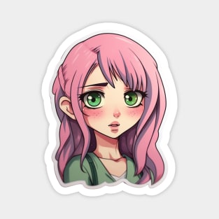 Candyfloss Charmer - Manga Girl with Pink Hair Magnet