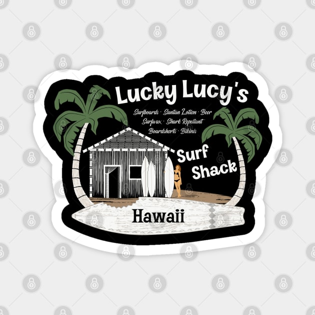 Lucky Lucy's Surf Shack Surfer Magnet by SunGraphicsLab