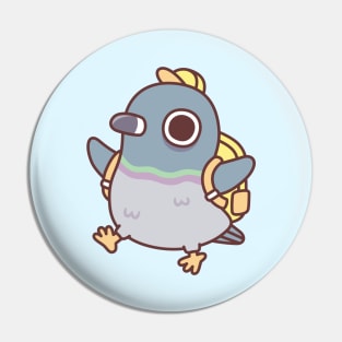 Cute Little Pigeon With Yellow School Bag Pin