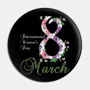 International Women's Day Pansy Flower March 8th 2023 Pin