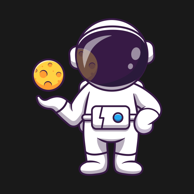 Cute Astronaut With Moon Cartoon by Catalyst Labs