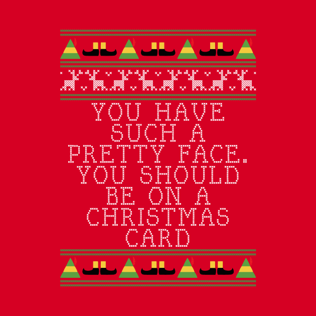 Pretty Face Elf Quote Christmas Knit by Rebus28