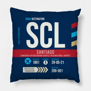 Santiago de Chile (SCL) Airport Code Baggage Tag Pillow