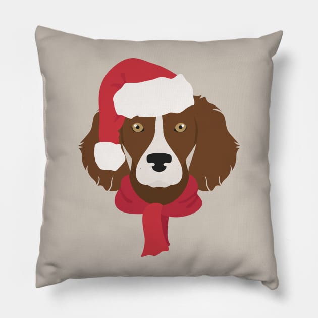 Brittany Spaniel Christmas Dog Pillow by JunkyDotCom