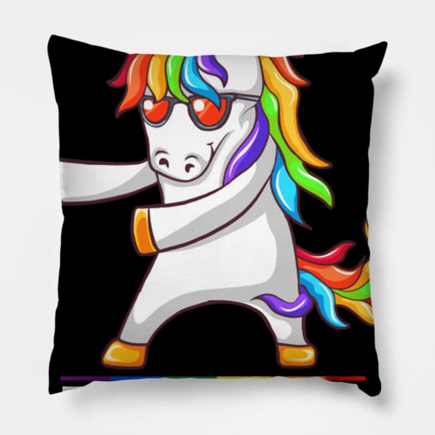 Too Cute To Be Straight Unicorn Flossing LGBT Pride Pillow by ROMANSAVINRST