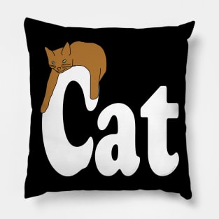 Cat Draped White Text Pillow