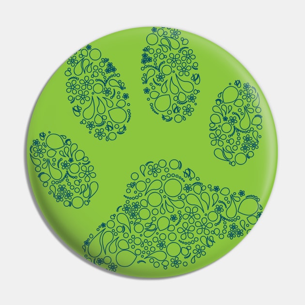 Paw Print in Modern Paisley Outline Design Pin by amyvanmeter