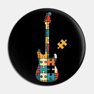 Retro Style Puzzle S-Style Electric Guitar Silhouette Pin