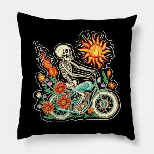 skeleton riding motobike Pillow