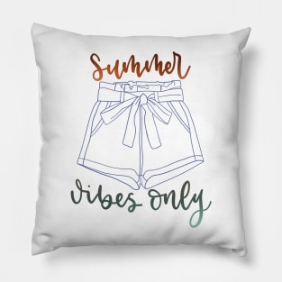 Summer Vibes Only with Watercolor Paperbag Denim Shorts Pillow