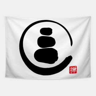 Zen Enso Circle and Zen stones Tapestry