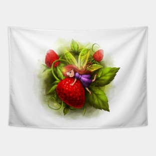 fairy girl with red strawberry Tapestry