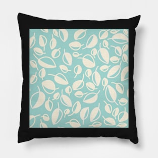 Simple Leaves on Blue Pillow