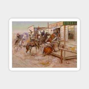 “In Without Knocking” Western Art by Charles M Russell Magnet