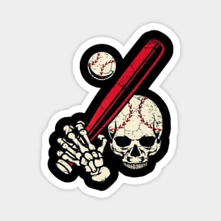 Baseball Skull Bat and Ball Magnet