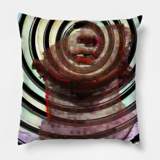 Spiral Glitch Art with Face Pillow