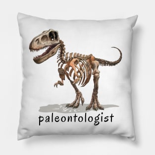 Paleontologist text with dinosaur illustration Pillow