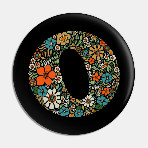 Hippie Floral Letter O Pin by zeljkica