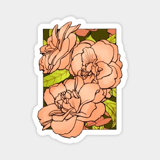 Splotchy Pink Ink Camellias Magnet