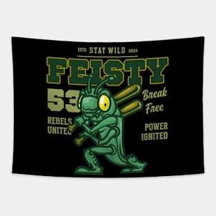 FEISTY GREEN BUG SOFTBALL PLAYER Tapestry