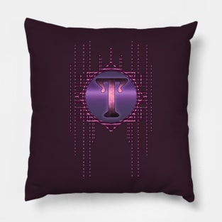 T letter monogram purple retro vintage glamour Pillow