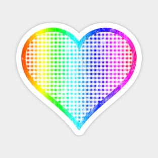 Distressed Rainbow Gingham Heart Magnet