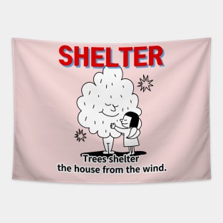 shelter ,Trees shelter  the house from the wind. Tapestry