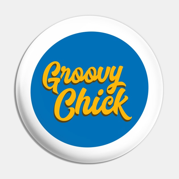 Groovy chick bright blue Pin by ScottCarey