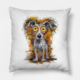Gaze of Wonder - Expressive Abstract Dog Pillow