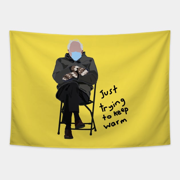 Keep Warm Bernie Sanders Mittens Abstract Tapestry by ellenhenryart