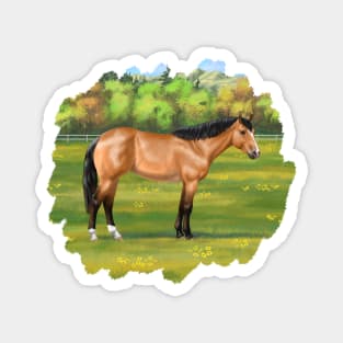 Buckskin Quarter Horse in Pasture Magnet