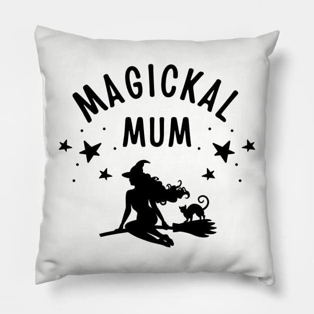 Magickal Mum Witch and Cat Mother's Day Cheeky Witch® Pillow by Cheeky Witch