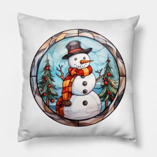 Snowman and christmas trees Pillow