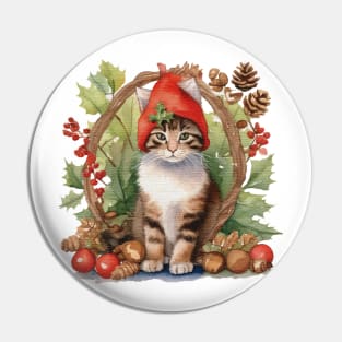 Christmas kitten Pin