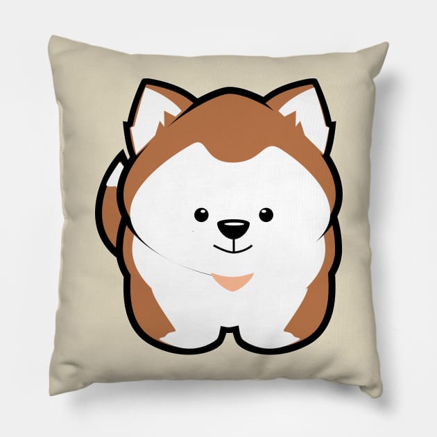 Husky Puppy Brown Pillow by Spikeani